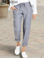 Women's Pants New In Korean Fashion Commuter High Waist Women Clothes Cotton Lace-up Pencil Wide Trousers Streetwear Black Pants.