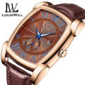 LouisWill PU Leather Waterproof 30M Wristwatches. 