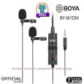 Boya BY-M1DM (Official 2Y Warr) Dual Omni-directional Lavalier Microphone with free tea shirt. 