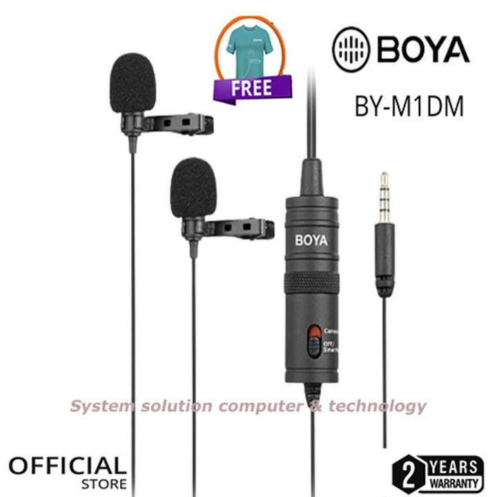 Boya%20BY-M1DM%20(Official%202Y%20Warr)%20Dual%20Omni-directional%20Lavalier%20Microphone%20with%20free%20tea%20shirt%20-%20Image%202