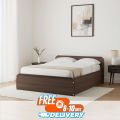 Nice Furniture- Polaris Engineered Wood Box Bed With Box Storage Khat (Walnut Finish),. 