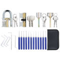 17 PCS Lock Picking Set with Storage Bag + 4 PCS Visible Practice Lock Set Transparent Padlock Training Locksmith Tools Lockpicking Set for Beginners Professionals Kids. 