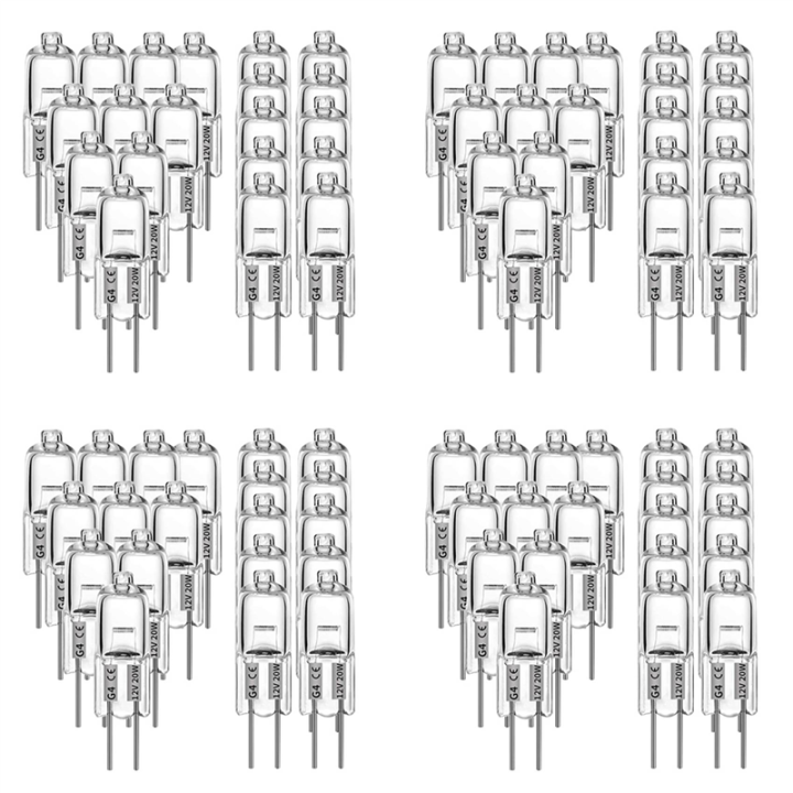 NCANRUI 80 Pcs G4 Halogen Bulbs,20W 12V Halogen Light Bulbs 2 Pin Clear Lamp Bulb,for Cooker Lighting,Signal Lights,Track