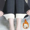 Solid Warm Winter Tight Thick Velvet Wool Women Cashmere Pants Trousers Leggings.