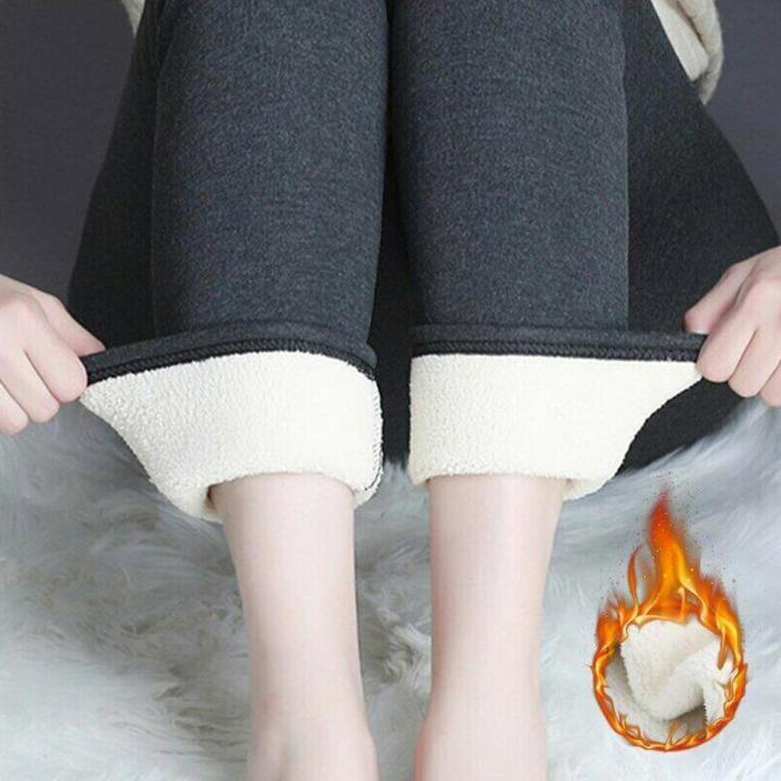 Solid Warm Winter Tight Thick Velvet Wool Women Cashmere Pants Trousers Leggings