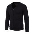 Mens Casual Button Solid V Neck Slim Fit Warm Sweater Cardigan Coat Men Sweeter Cotton Sweater Medium Cardigan.