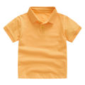 GC Boys Lapel Short Sleeves T-shirt Simple Solid Color Tops Summer Cotton Breathable Shirt For 1-10 Years Old Kids. 