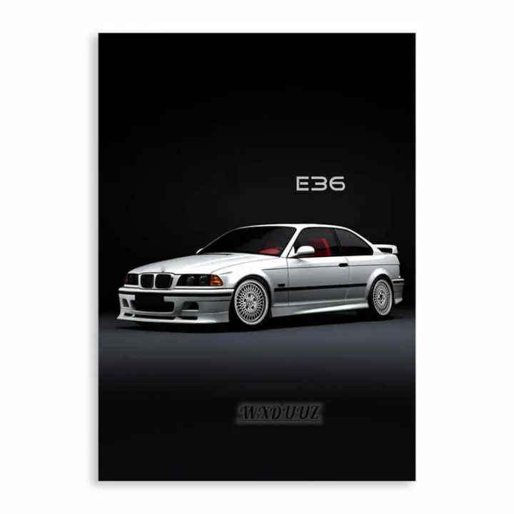 Black%20and%20White%20Super%20Luxury%20Sports%20Car%20poster%20Set%20For%20Wall%20Art%20Cars%20Model%20Details%20M3%20E36%20GT3%20Canvas%20Painting%20Garage%20Room%20Decor%20-%20Image%207