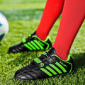Black Green Triples Children's Football Shoes Outdoor Turf Non-slip Kids Sneakers Boys Soccer Cleats 10 to 16 zapatos de futbol. 