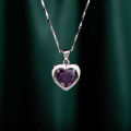 Foreign trade cross-border jewelry color diamond love necklace women's heart pendant ocean mood people's day girlfriend gifts.