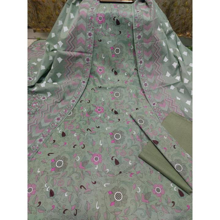 New Cotton Unstitched Skin Print High Quality Three Piece For Women - 3 Pice Dress - 3 Pice Dress