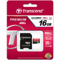 Transcend 16GB Premium microSDHC UHS-I Memory Card with SD Adapter. 