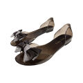 Bow Sandals Women's Clear Korean Version Flat Fish Mouth Beach Shoes Casual Vacation Bow Plastic Jelly Shoes.