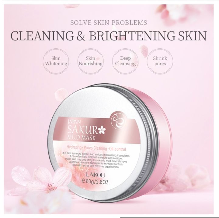 LAIKOU Japan Sakura mud msk 80g cleansing mud msk to refine pores