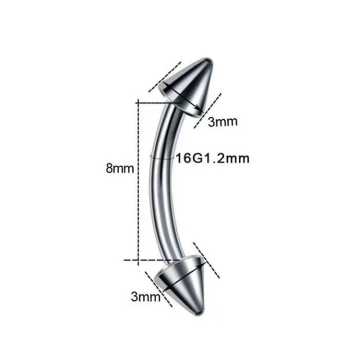 2pcs%20Stainless%20Steel%20Colorful%20Curved%20Barbell%20Double%20Spike%20Ball%20End%20Eyebrow%20Piercing%20Nose%20Rings%20Banana%20Barbell%20Piercing%20Jewelry%20-%20Image%204