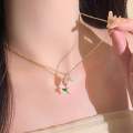 Cute Tulip Flower Shaped Pendant Peach Pearl Flower Chain For Women.