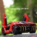 Lamborghini lumineuse Diecast Model Car 1:32 Metal Car with Light and Music Pull Back Car- Red & Orange.