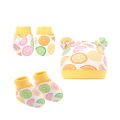 GC 3 Pieces Newborn Baby Warm Cap Gloves Shoes Set Infant Cartoon Cotton Beanies Hat Mittens Set. 