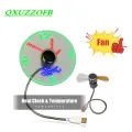 USB Gadgets Clock Fans Time And Temperature Display Small Night light Metal Mini Fan Summer DC 5V By Laptop Mobile Changer PC. 