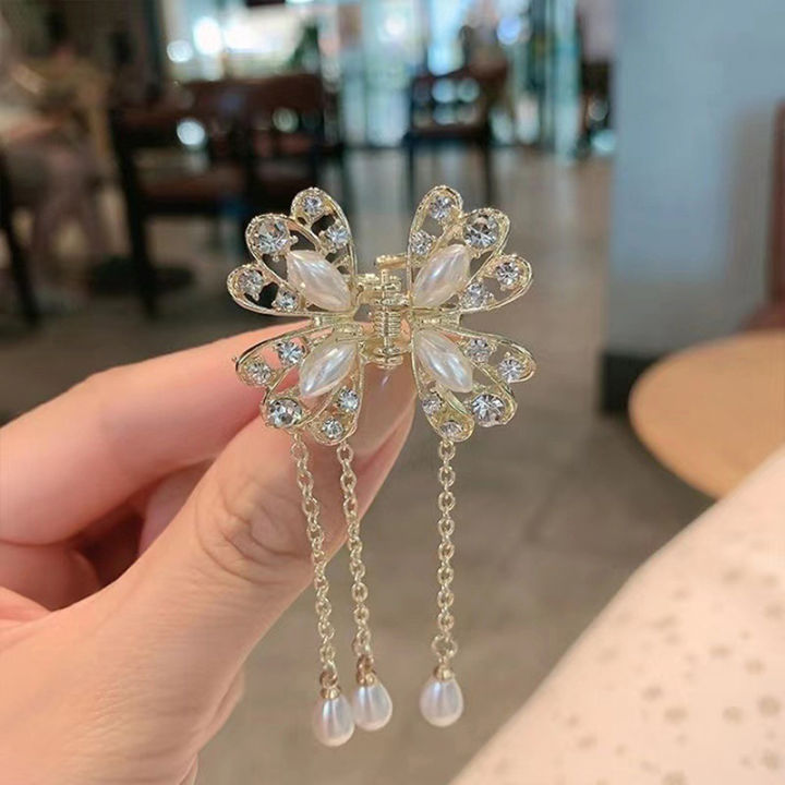 Pearl%20Rhinestone%20Tassel%20Butterfly%20Clip%20Female%20Temperament%20Hair%20Accessories%20Hair%20-%20Image%203