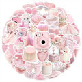 50/100PCS Simple Cute Pink Sweety Girl Style Graffiti Stickers for Bicycle Hand Account Pencil Case Decals.