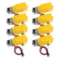 8pcs Dc Gearbox Motor Tt Motor 3v 6v Dual Shaft Electric Gear Motors With 2pin Male Connector Wire 1:48 For Arduino Smart Rc Car.