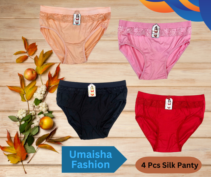 Ladies Underwear Breathable Thai Silk Multicolor Womans Knickers Panty - (2 Pack ) - Panties.