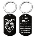 European and American jewelry stainless steel wolf head wolf pendant necklace double-sided engraved military brand pet brand keychain. 