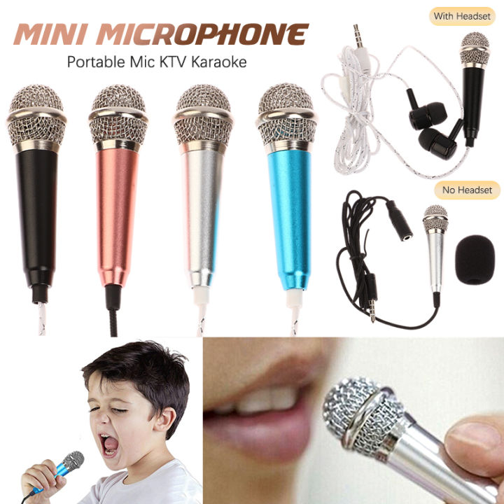 Mini Microphone 3.5mm Portable Karaoke Mic All-in-one Earphone Stereo Wired Headphone In-Ear Headset Singing Artifact Creek