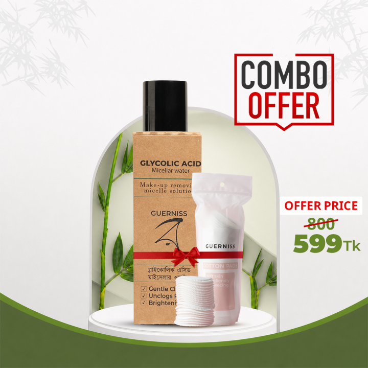 Guerniss - Glycolic Acid Micellar water & Cotton pad - Combo