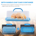Portable Bread Box with Handle Loaf Cake Container Plastic Rectangular Food Storage Keeper Carrier 13Inch Translucent Dome for Pastries, Bagels, Bread Rolls, Buns.