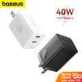 Baseus GaN5 Pro 40W Dual USB-C Fast Charger CN Plug.