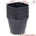 10pc Black Flower Pots Plastic Pots Small Square Pots for Succulent plants Layor. 