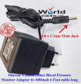 Adapter 6v 600mah For Blood Pressure Monitor/BP Machine Adapter with 6 Feet Cord Citizen/Omron/Other Blood Pressure Monitor Adapter. 