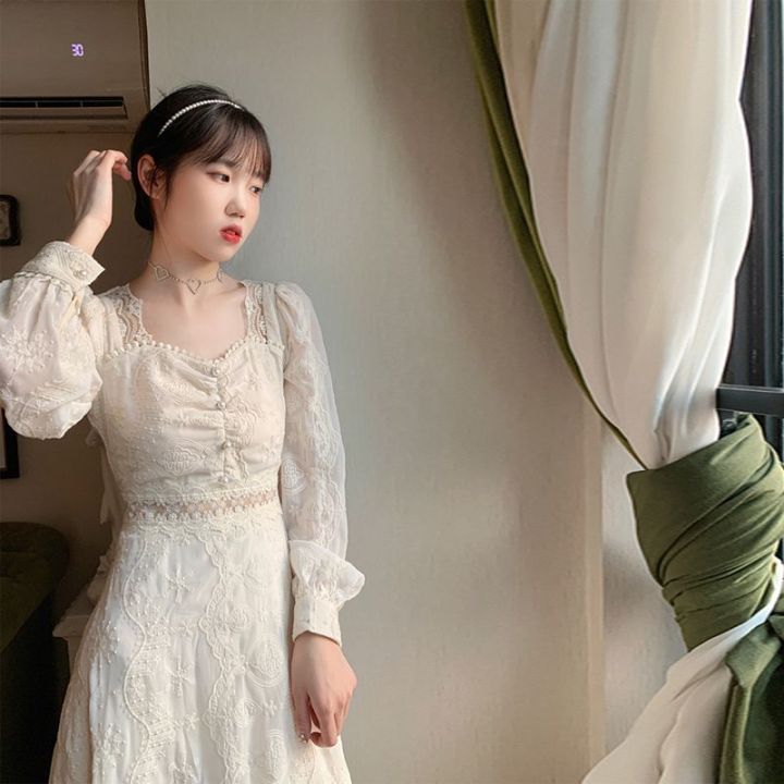 2023Spring-Summer%20NewinsSuper%20Fairy%20Slimming%20Embroidered%20Lace%20High-End%20Dress%20Women's%20French%20First%20Love%20Platycodon%20Grandiflorum%20Skirt%20-%20Image%204