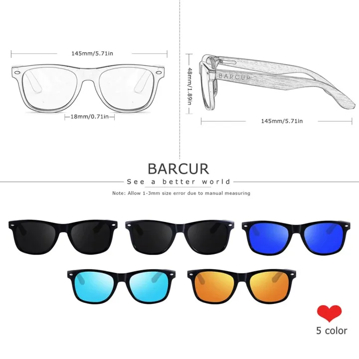 BARCUR%20Black%20Walnut%20Sunglasses%20Wood%20Polarized%20Sunglasses%20Men%20Glasses%20Men%20UV400%20Protection%20Eyewear%20Wooden%20Original%20Box%20-%20Image%202