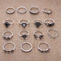Trendy 15 Pcs/set Ring Set for Women New Collection/ Finger Rings for Girls Simple Stylish - Fashionable Silver Smart Retro Rings Set Birthday Gift for Women. 