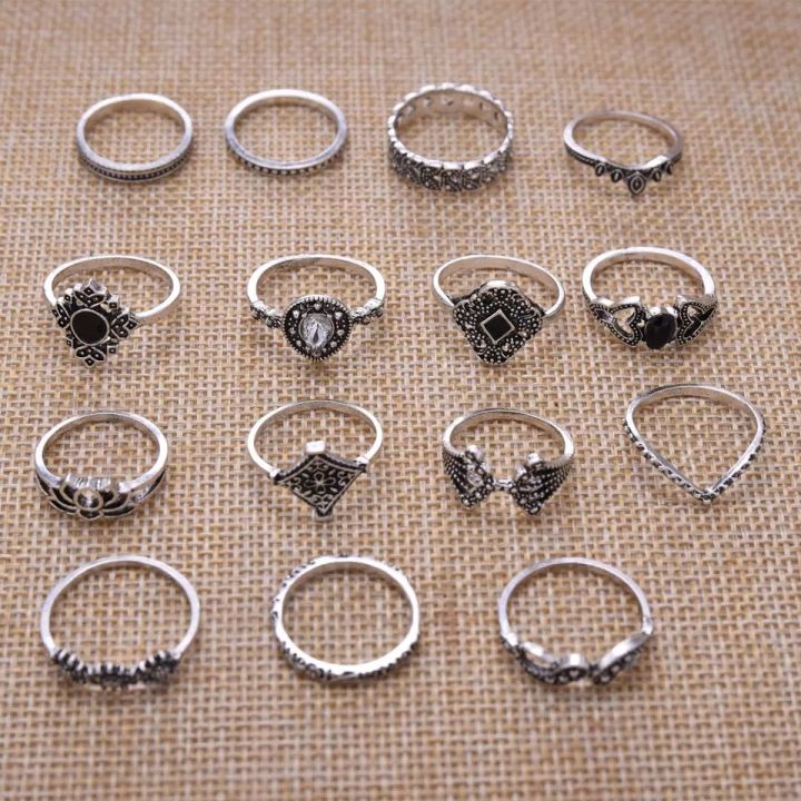 Trendy%2015%20Pcs/set%20Ring%20Set%20for%20Women%20New%20Collection/%20Finger%20Rings%20for%20Girls%20Simple%20Stylish%20-%20Fashionable%20Silver%20Smart%20Retro%20Rings%20Set%20Birthday%20Gift%20for%20Women%20-%20Image%205