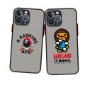 Trend Brand B-BAPE Logo CUte Phone Case For iPhone 15 14 13 12 11 Pro Max mini XS Max XR X 8 7 6 Plus Frosted Translucent Cover. 