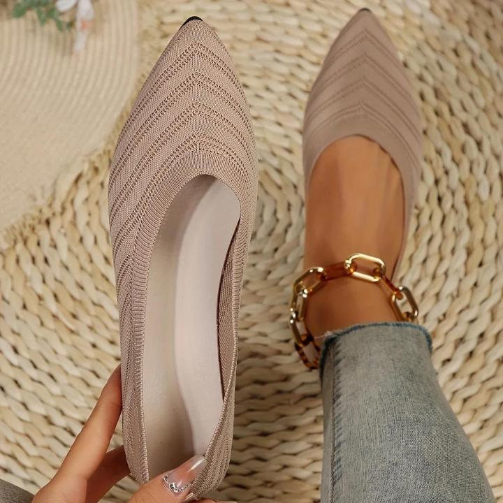 Women's%20Pointed%20Toe%20Flat%20Office%20Boat%20Solid%20Color%20Knitted%20Slip%20on%20Shoes%20Casual%20Breathable%20Ballet%20Flats%20Women%20Flat%20Shoes%20Loafers%20House%20Foocus%20-%20Image%203