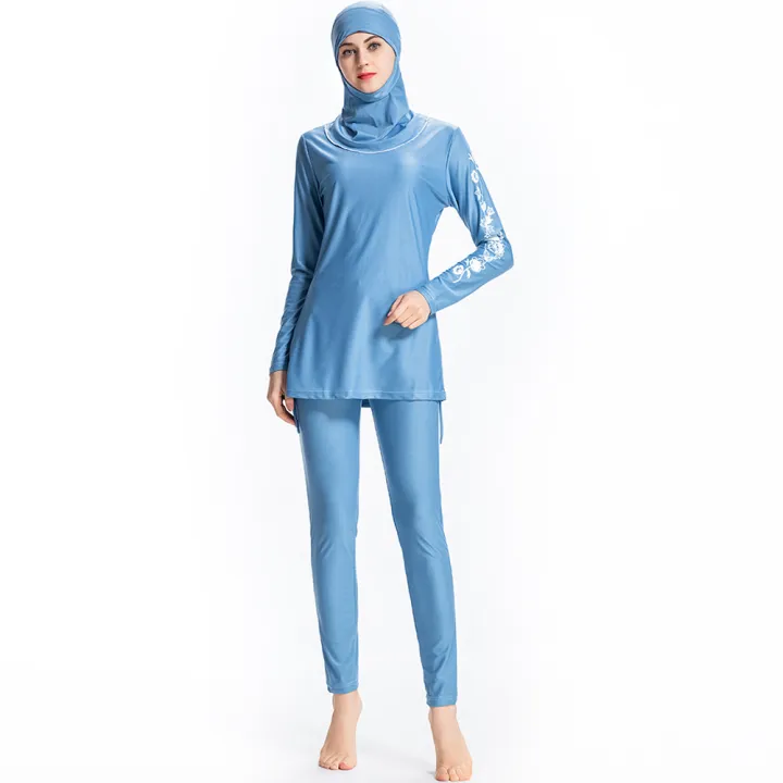 Slim%20Modest%20Muslim%20Swim%20Wear%20Burkini%20for%20Women%20Full%20Cover%20Solid%20Color%20White%20Flowers%20on%20One%20Sleeve%20Islamic%20Swimsuit%20with%20Hijab%20-%20Image%205