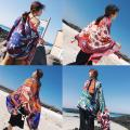 Xiaohongshu New Ethnic Style Scarf Summer Beach Travel Sunshade Silk Scarf Sunscreen Cotton and Linen Printed Shawl Wholesale. 