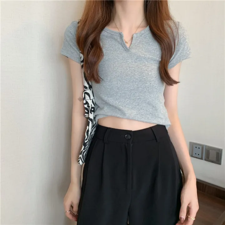 Short%20Women's%20Summer%20Design%20Sense%20Pink%20Slim-Fit%20Navel%20Hot%20Girl%20Women's%20Clothing%20T%20T-shirt%20Short%20Sleeve%202024%20Summer%20New%20Clothes%20-%20Image%207