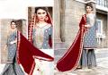 Unstitched Grey Georgette Embroidery Shalwar Kameez. 