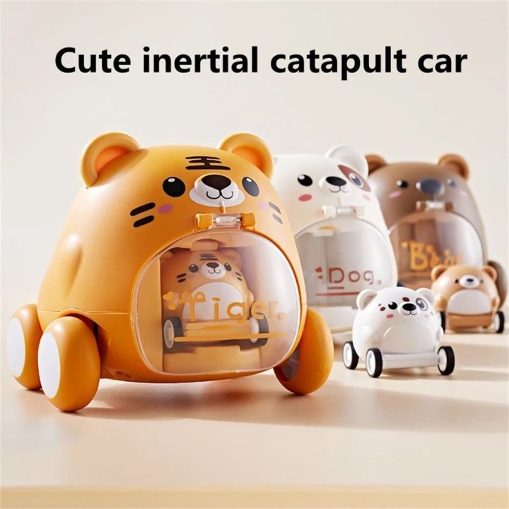 【Toy life hall】Toy Vehicles Gift Vehicles Kids Launching Cartoon Animal Interactive Toy Baby Toy Cars Ejection Toy Cartoon Car for Babies