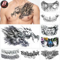 Three-sided Buddha tattoo sticker waterproof long-lasting dragon head over-the-shoulder dragon tattoo flower beauty chest stickers letter tattoo stickers. 