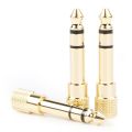 2pcs 6.5mm Nickel Plating Stereo Male Plug to 3.5mm Female Socket 3 Pole Audio Adapter Connector For Speaker Microphone. 