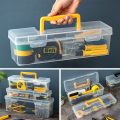 Portable Plastic Hardware Tool Box Transparent Toolbox Tool Storage Box Tool Organizer Household Parts Box.