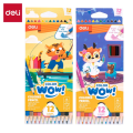 DELI EC138-12 Color Pencil Bright and vivid colors. Triangular ergonomic barrel, easy to sharpen. 3.0mm lead for smooth coloring performance. High quality soften wood..