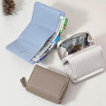 Solid Color Women's Short Wallet Fashion PU Leather Mini PU Leather Card Holder Large Capacity Zipper Mini Solid Color Purse for Casual Daily Use School Girls/Women.